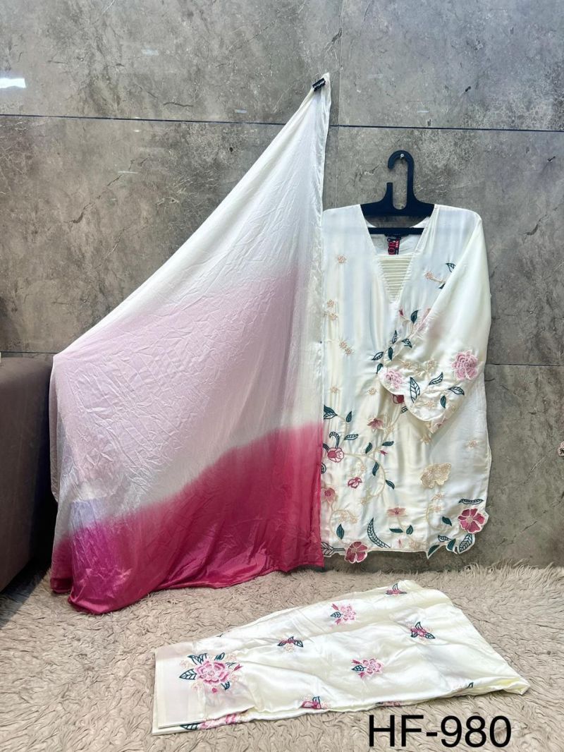 Hoor Tex 980 A To D Satin Embroidery Salwar Kameez 